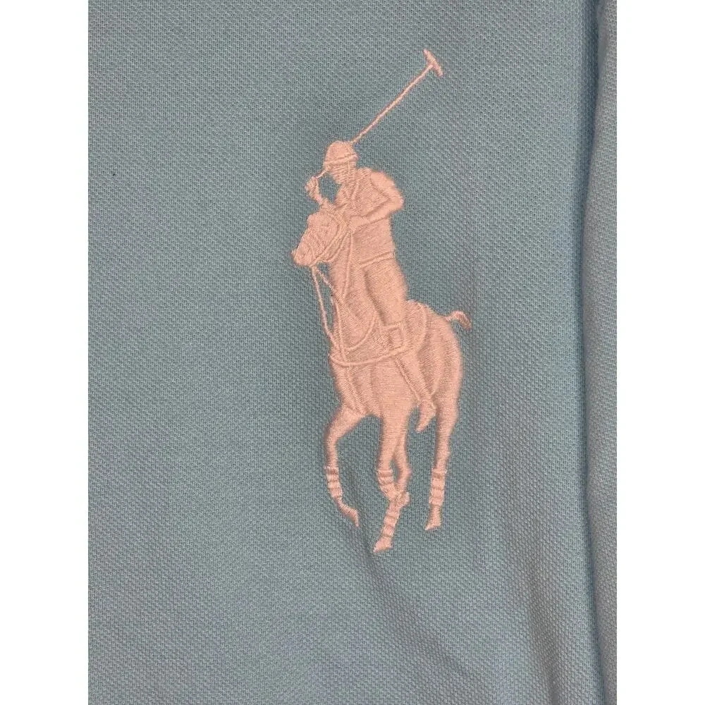 Polo Ralph Lauren Size XL Light Blue Custom Fit Polo Shirt Big Pony Number 3